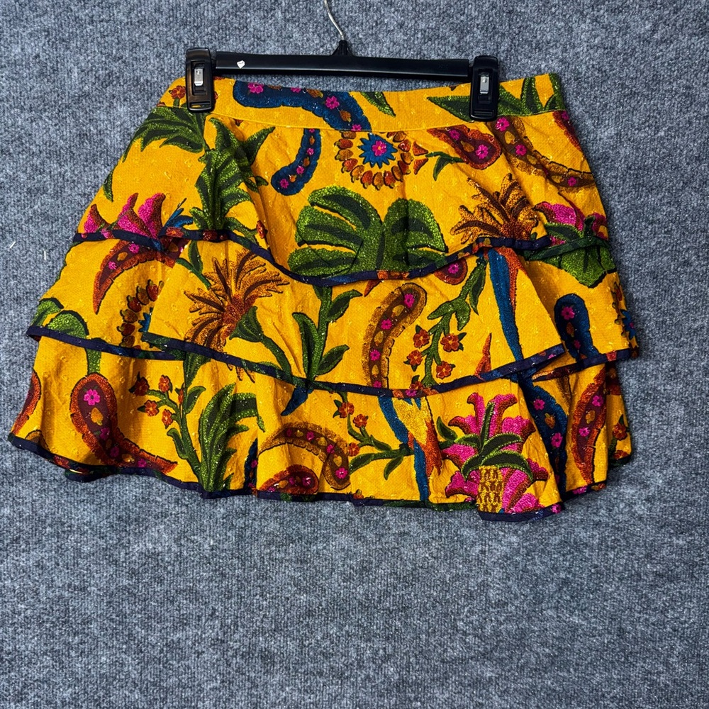 FARM Rio Yellow Floral Mini Skirt